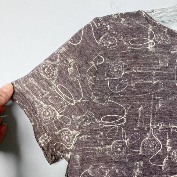 LULAROE Classic T Gray Retro Telephone Print Short Sleeve T-Shirt Womens Size XS - Picture 15 of 16